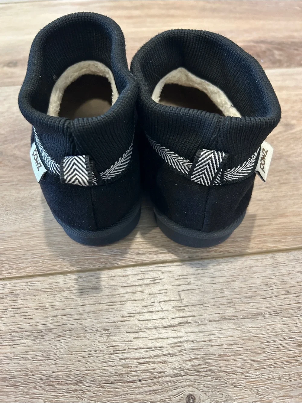 Pawz Black Kids Cozy Booties with Chevron Trim warm boots